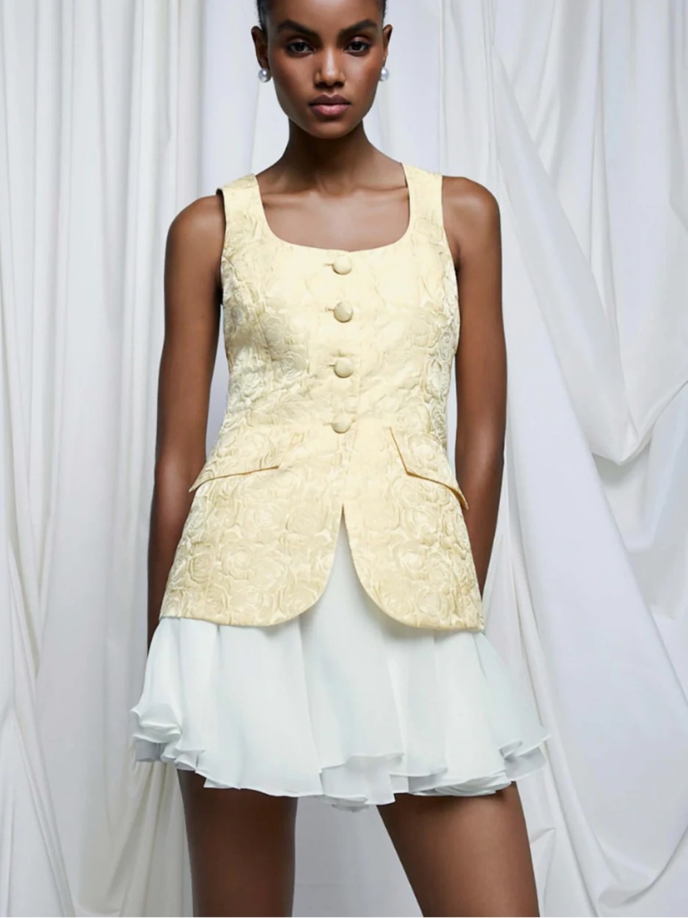 Amanda Uprichard Lilibet Dress in White & Cornsilk - Size XS - Picture 6 of 11